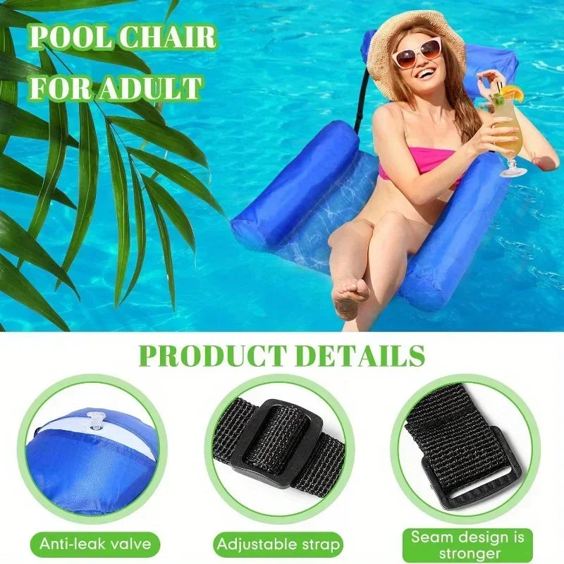 Adult Inflatable Pool Lounge Chair – Armrests & Headrest