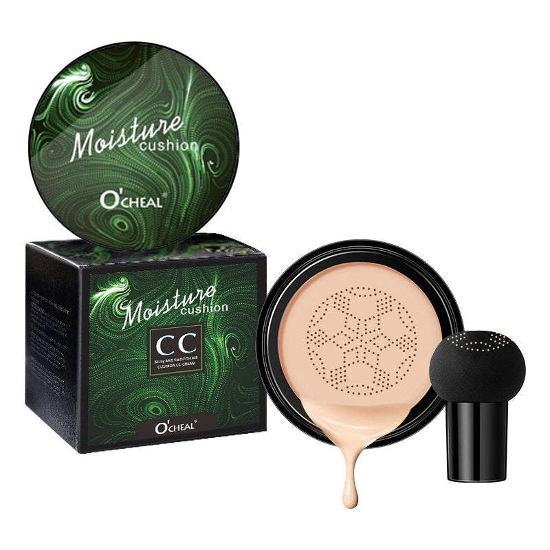 Ocheal BB Cream Air Cushion Compact Make Up Foundation Concealer Cream for Face Cosmetics Makeup Mushroom Head Puff Oasis Select