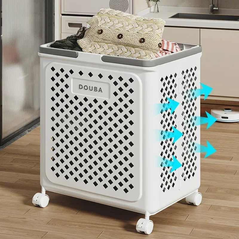 Multi-functional Toilet bathroom laundry basket folding dirty clothes storage basket with wheels removable laundry basket Oasis Select