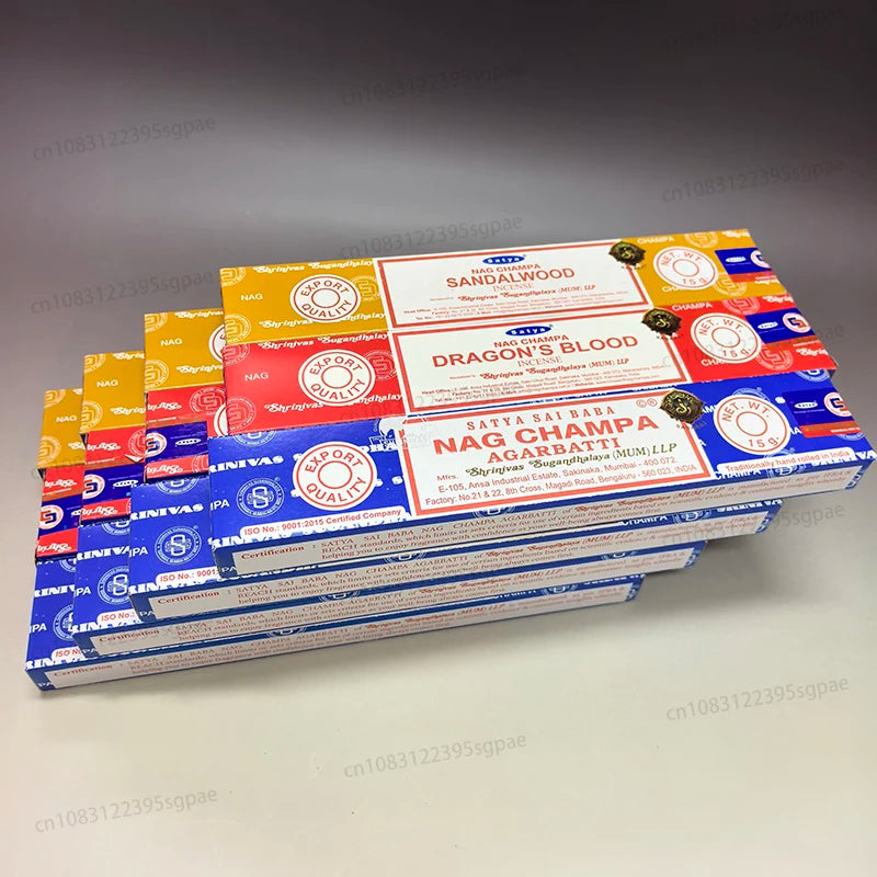 12Boxes Satya Origin100% 15g Hand-Rolled Incense Sticks, SANDAL WOOD，MONEY MATRIX，NAGCHAMPA Multiple Flavors for Yoga Meditation Oasis Select Mixed 4S4D4N 12 small boxex