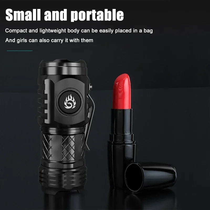 High Strong Power LED Flashlight Built-in Battery Type-C Rechargeable with Pen Clip Torch Outdoor Camping Emergency Lantern Oasis Select