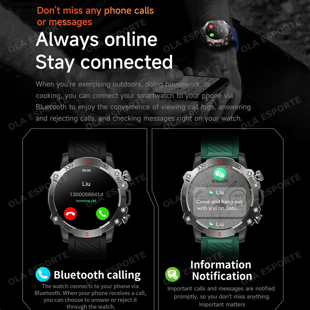 Ola Esporte Military GPS Smart Watch – 5ATM, HR & BT Calls