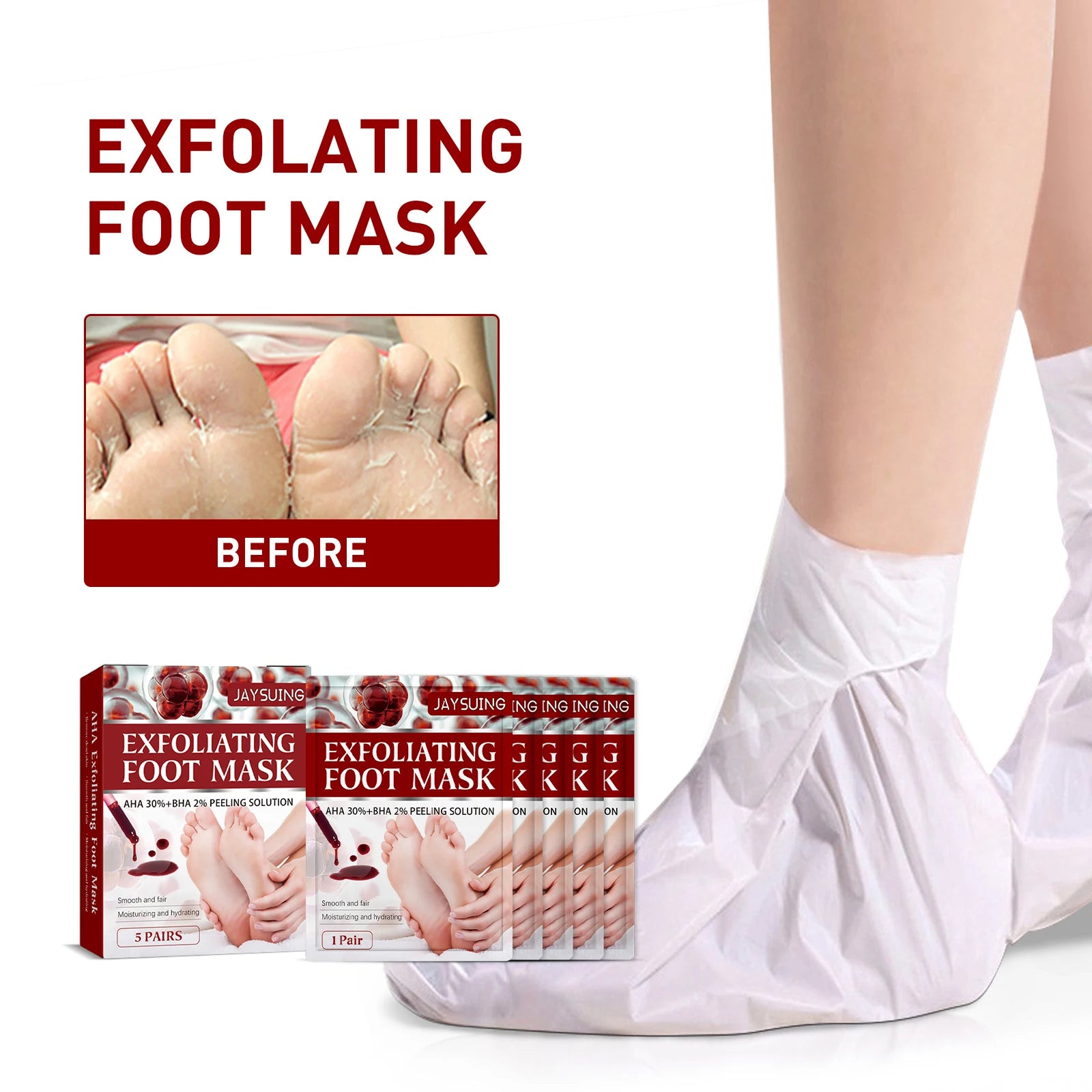 AHA Exfoliating Foot Mask – Dead Skin Remover & Moisturizer Foot Peel Mask Oasis Select