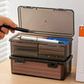Black Transparent Plastic Storage Box with Lid for Pens, Pencils, Markers, School Supplies & Office Organization, Desk Organizer Oasis Select 2pcs