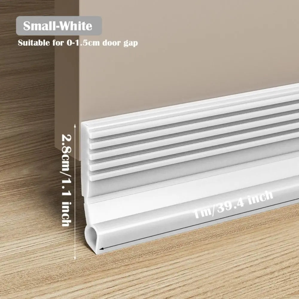 Soundproof Door Bottom Sealing Strip Self-adhesive Insect Prevention Door Draft Stopper PVC 100cm Weather Stripping Bedroom Oasis Select Small-White