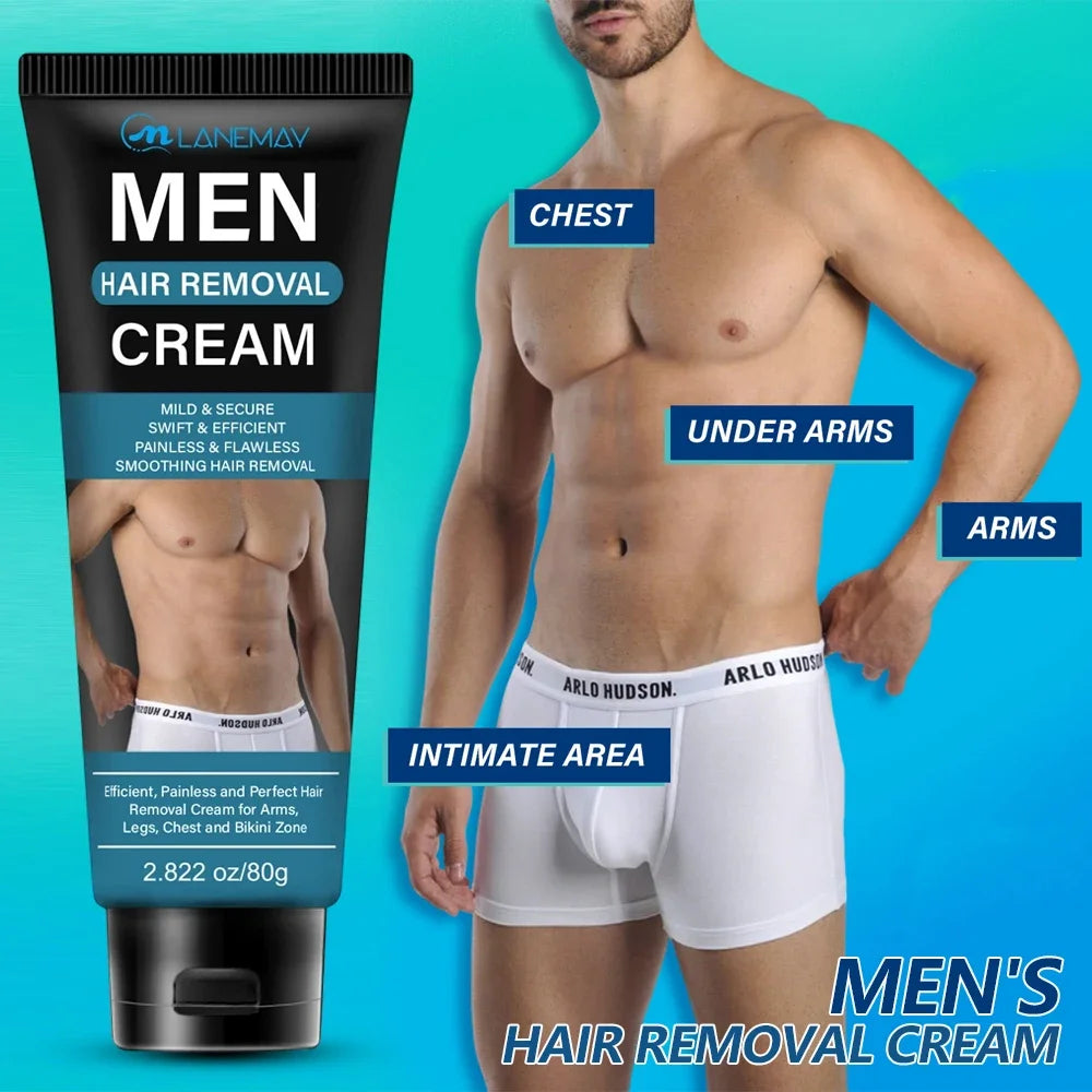 Men's Hair Removal Cream Sensitive Formula Gentle Remove Body Hair Fast Effective Intimate Areas Painless Men's Depilatory Cream Oasis Select