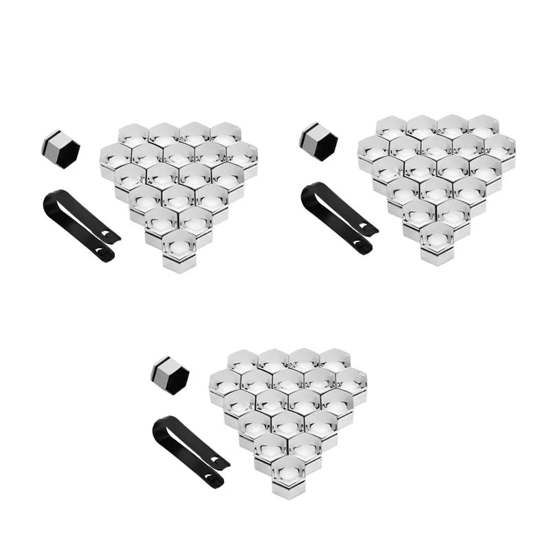 20/40/60/80pcs Car Wheel Nut Cap 17/19/21mm Protective Cap Rust Proof Wheel Hub Screw Cover Tire Nut Bolt External Decoration Oasis Select 60pcs-Silver 17mm