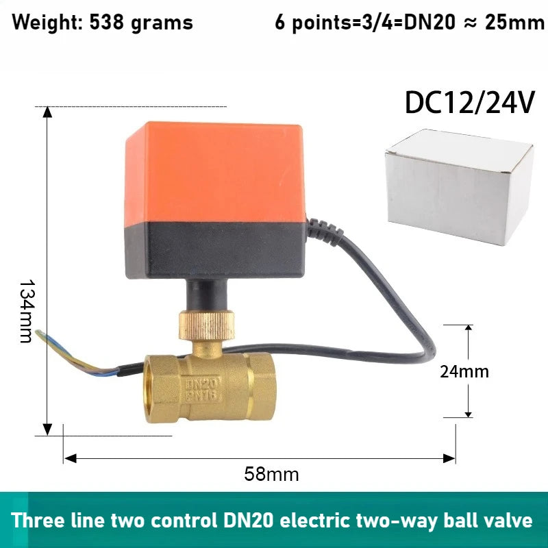 Electric Two-way Ball Valve DN15 20 25 32 40 50 Three Wire Two-point Control 220V 12V 24V Copper Electric Ball Valve Oasis Select DN20 DC12 24V 3 lines 2 controls two-way