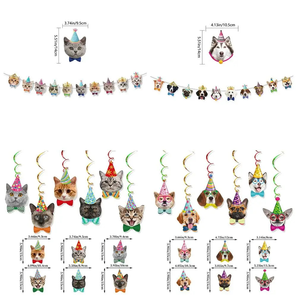 Cartoon Cat Happy Birthday Banner – DIY Paper Garland Decor
