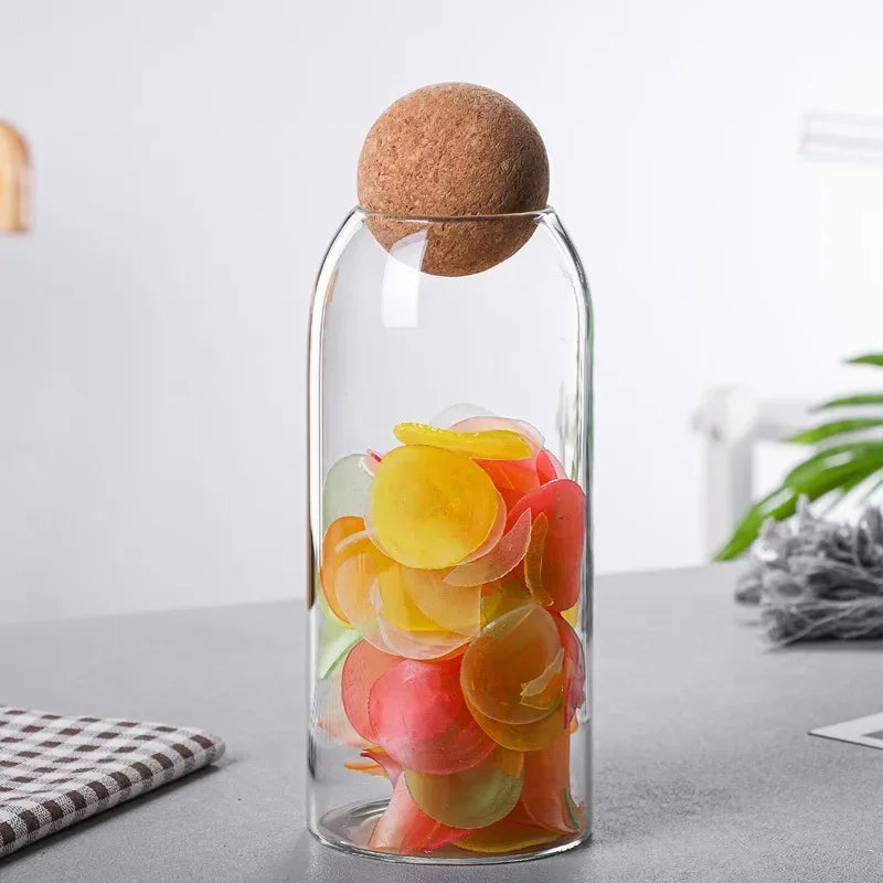 Sealed Jar Glass Cork Stopper Coffee Beans Dried Fruit Storage Box Kitchen Food Multigrain Storage Jar Cork Tea Jar Oasis Select 1000ML