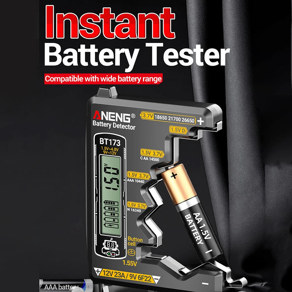 Universal Battery Tester ANENG BT173 Battery Detector Test C D AA AAA N 9V Cell Button Meter Visual Display Testing Tester Tools Oasis Select