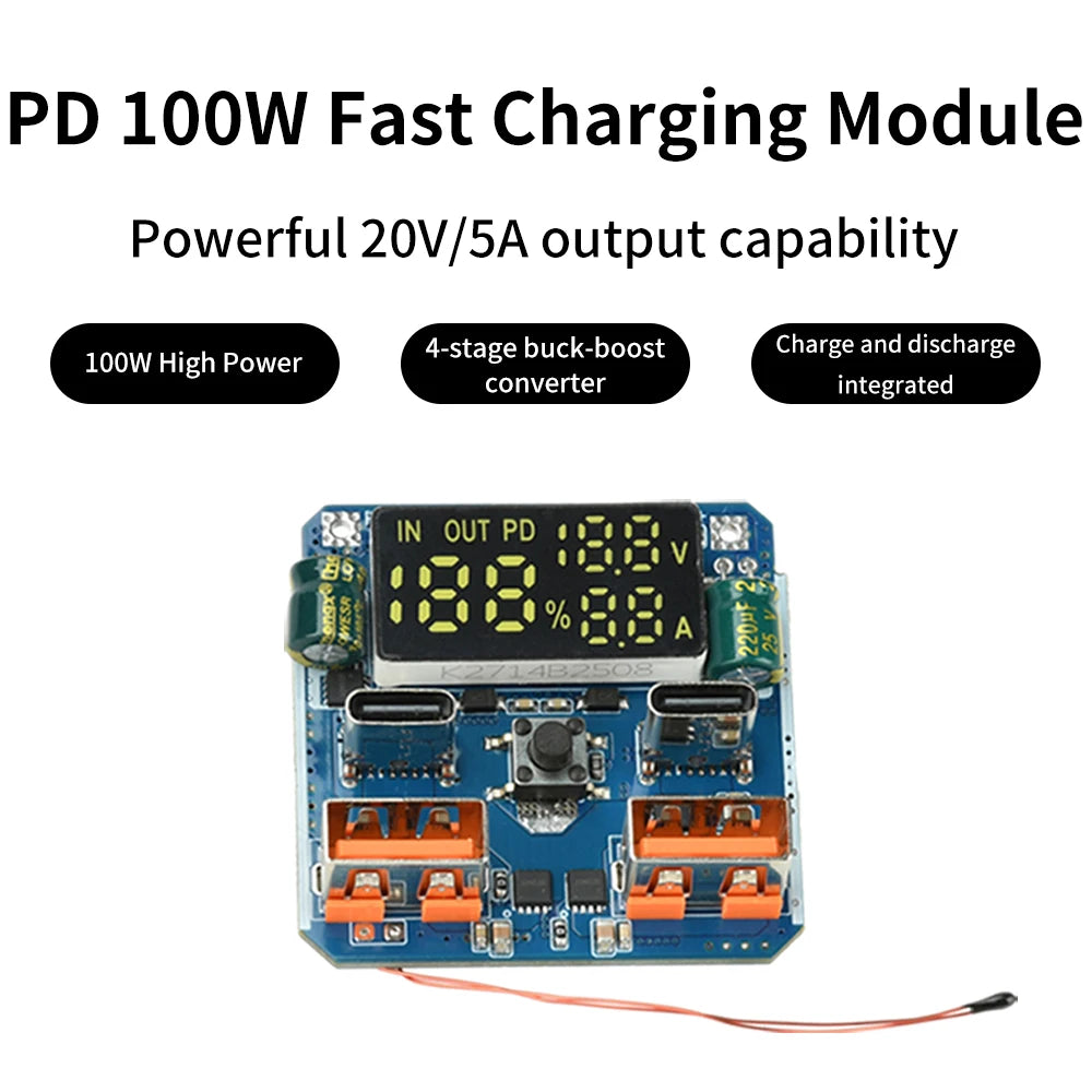 4S 18~100W Adaptive Bidirectional Fast Charging Module Power Bank Mainboard with Battery Level Display Thermal Control Protectio Oasis Select
