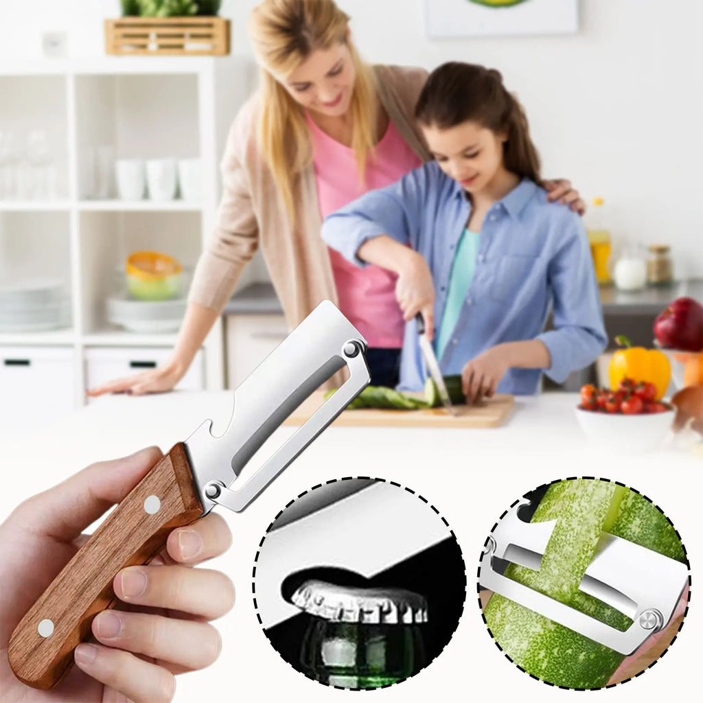 Stainless Steel Fruit & Vegetable Peeler – Wood Handle | Aihogard