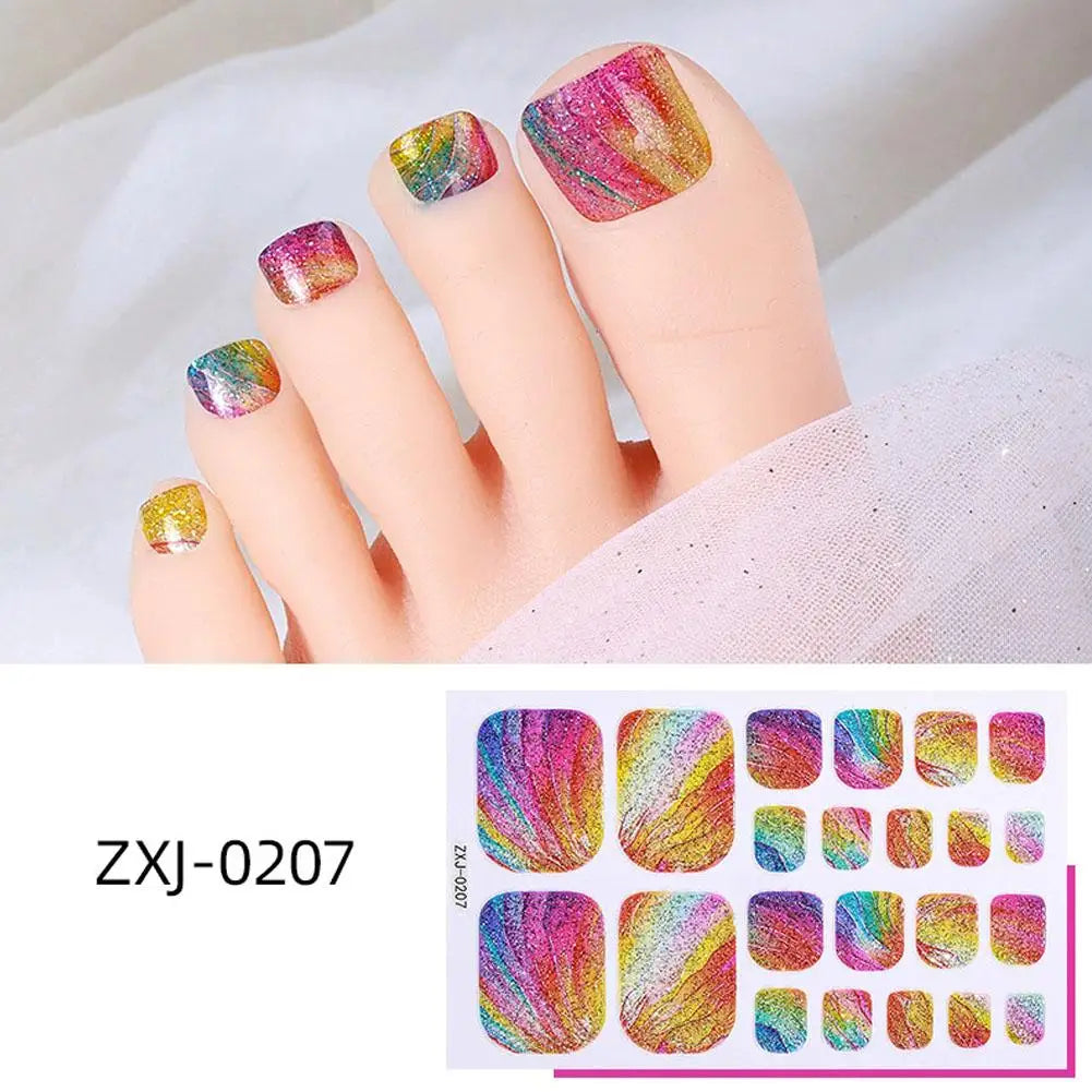 Gradient Glitter Toe Nail Stickers – Rainbow Full Nail Wraps Toe Nail Stickers Oasis Select style 9