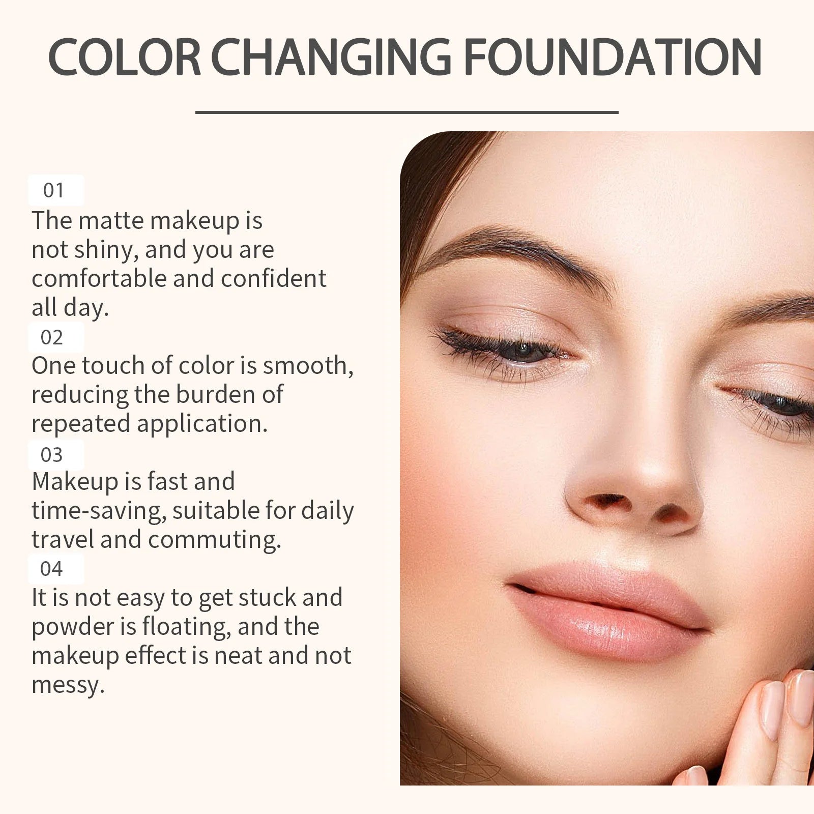 Zephoco Color Changing Foundation SPF50 – Full Coverage 30ml Liquid Foundation Oasis Select