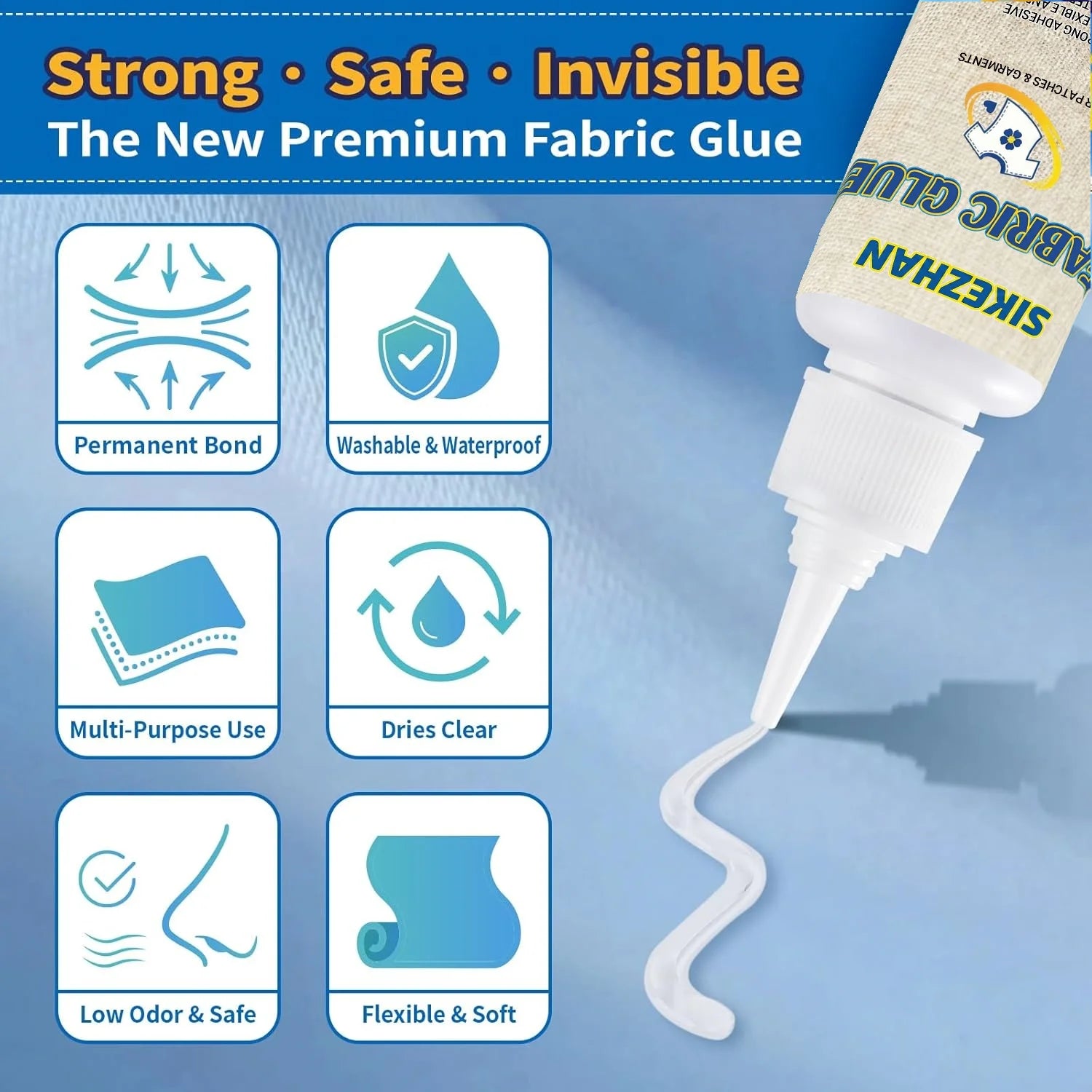 Strong Fabric Glue Washable Liquid Stitch Permanent Textile Adhesive For Clothing Denim Leather Patch Repair Flexible Sewing Kit Oasis Select