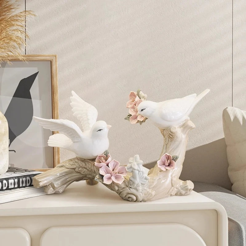 Modern Ceramic Bird Ornament Home Living Room Wine Cabinet Soft Decoration European Room Desktop Ornament Oasis Select