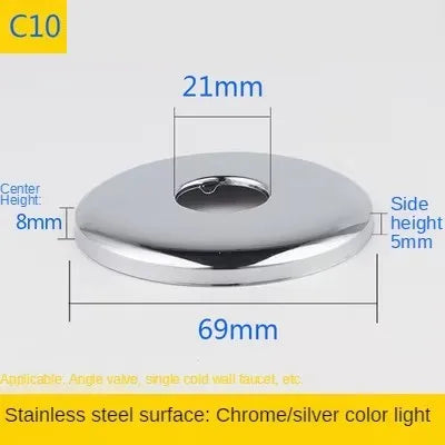 2PCS 1/2"3/4"Faucet Decorative Cover Stainless Steel Water Pipe Connector Heighten Valve Panel Shower Kitchen Faucet Accessories Oasis Select C10-2pcs