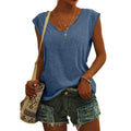 Summer Camisole Women'S V-Neck Vest Colored Cotton Solid Color T-Shirt Casual Sleeveless Vest Loose Top Fitted Vest Women'S Clot Oasis Select Blue XXL