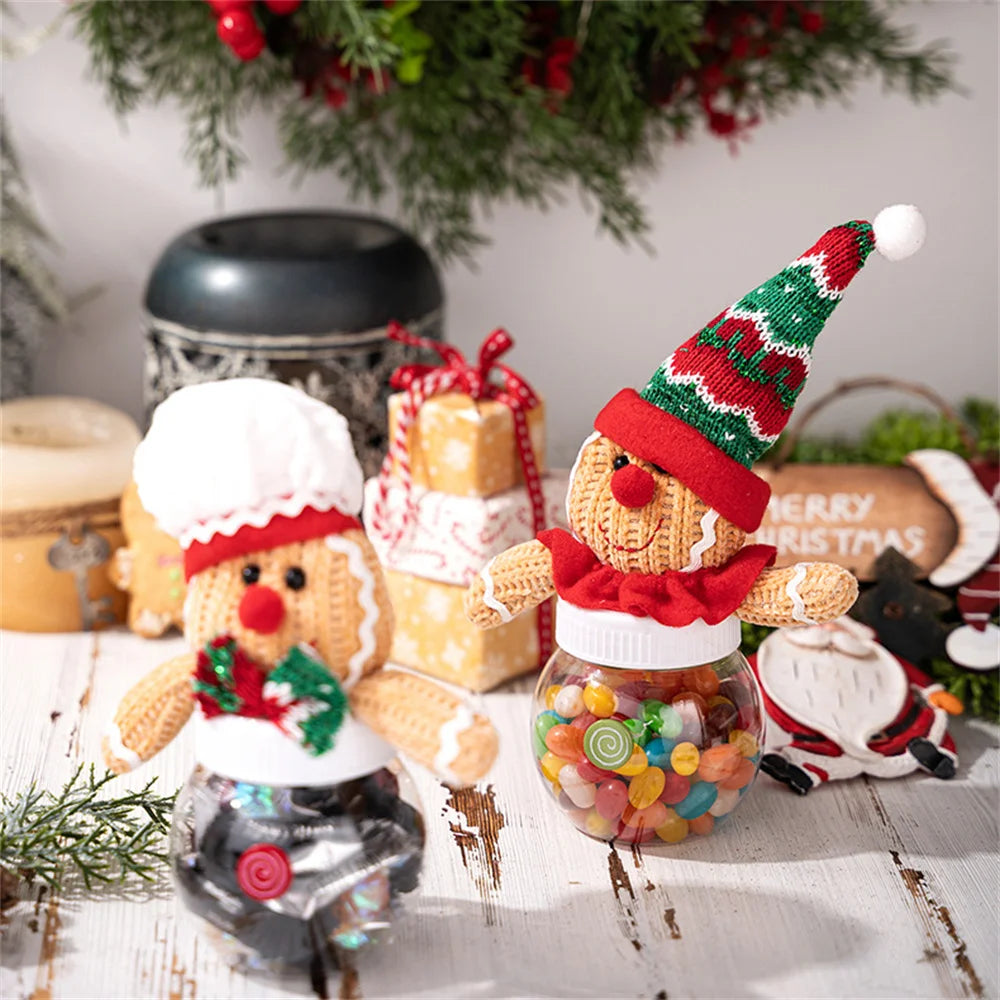 Christmas Candy Gift Box Cookies Snack Transparent Storage Jar Gingerbread Man Food Container Kids New Year Decoration Bottle Oasis Select