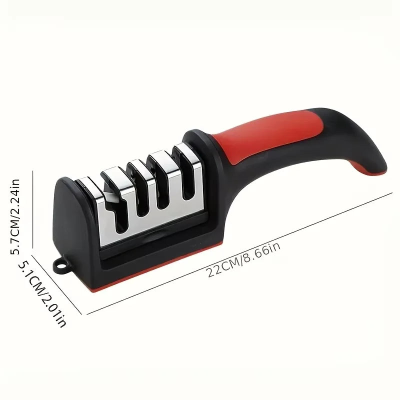 1pc 4-Stage Professional Knife Sharpener, Tungsten Steel Diamond & Ceramic Grinding Stone, Sturdy Anti-Slip Handle, Fast&Durable Oasis Select