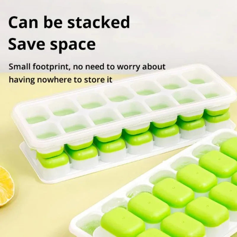 Ice Cube Tray Mold with Lid Silicone Square 14 Cube Easy Release Ice Cube Molds Summer Kitchen Bar DIY Iced Cocktail Freeze Tool Oasis Select