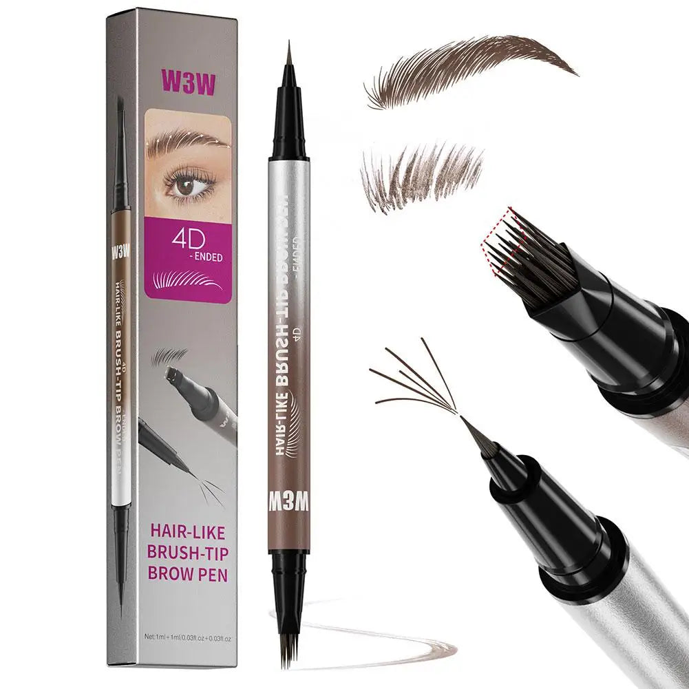 Hair Like 4D Micro Sculpting Eyebrow Pencil Dual Ended Multiple Prong Long Lasting Non Smudged Eyeliner Makeup Oasis Select BROWN