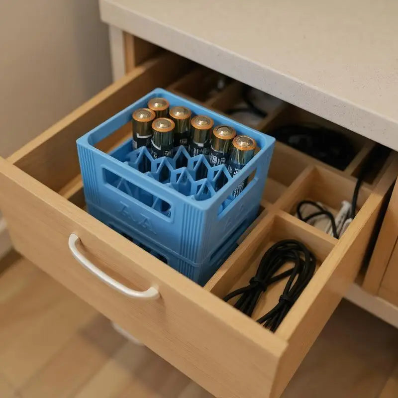 1Pcs 30/20 Compartments 3D Printed Beer Crate Shaped Battery Storage Box Stackable Desktop Organizer Battery Holder Container Oasis Select