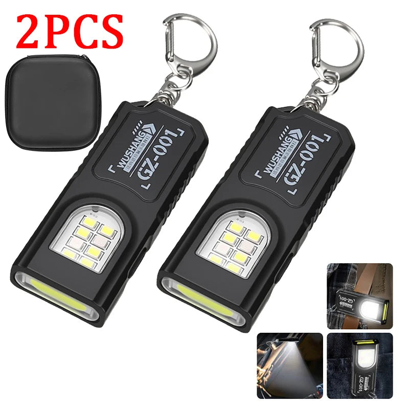 Mini LED Keychain Flashlight 550LM Type-C Rechargeable Magnetic Torch
