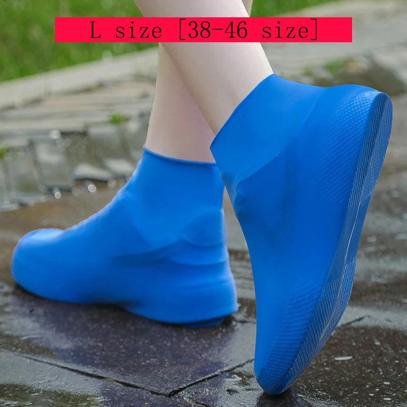 1 Pair Latex Rain Boot Overshoes Travel For Outdoor Use Latex Waterproof Shoe Covers Rainy Day Non-slip Reusable Foot Cover Oasis Select blue L 38-46 size