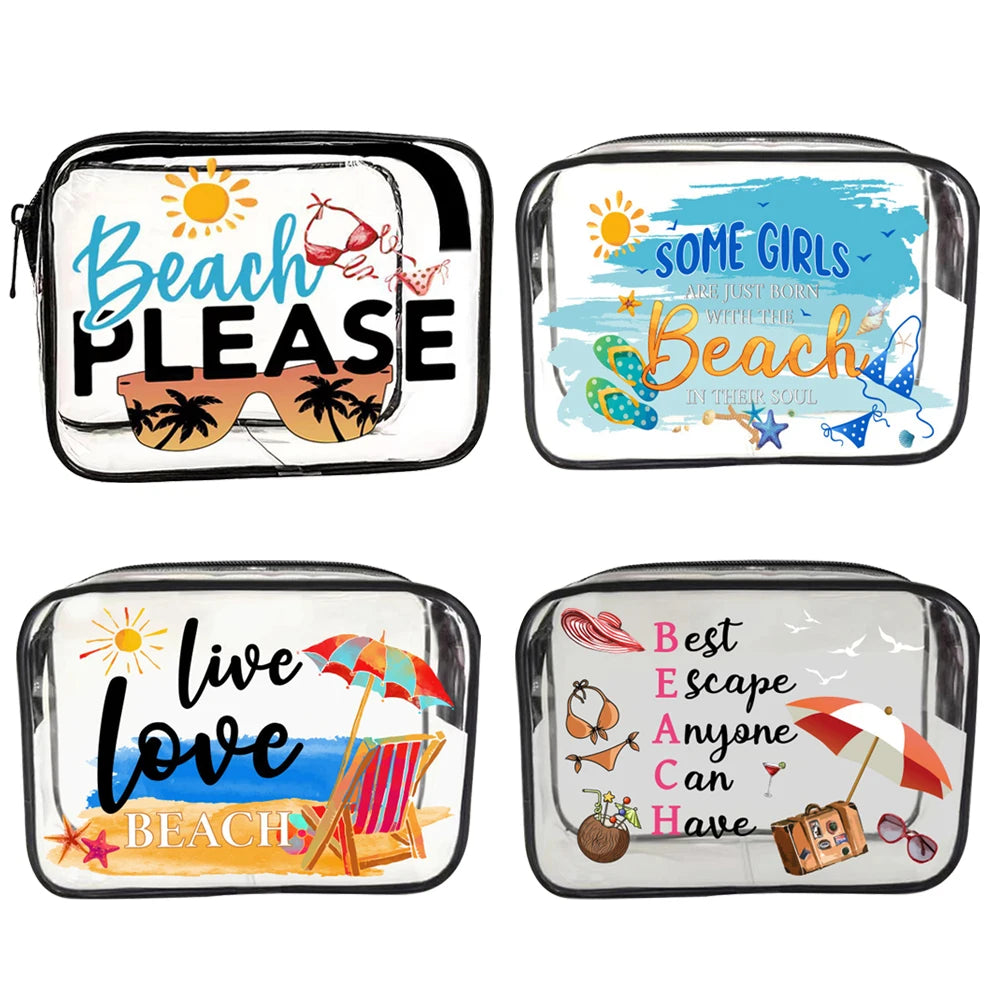 Waterproof Makeup Bag, Transparent Wash Bag, Convenient Transparent Travel Pvc Transparent Bag Storage Bags Oasis Select Style random 1pcs
