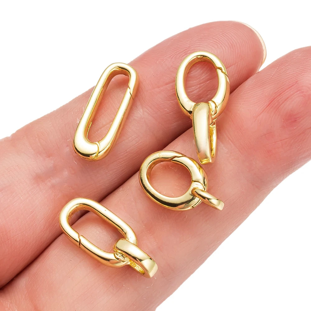 2pcs 14K18K Gold Filled Oval Clasp Spring Claps Connector Carabiner Keychain for DIY Jewelry Finding Necklace Bracelet Making Oasis Select