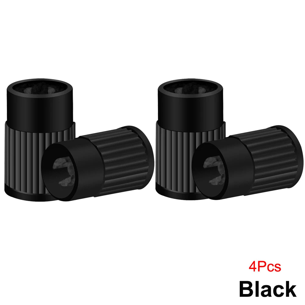 Tire Stem Valve Caps with Valve Core Remover Tool Plastic Dust Caps Universal for Cars, Bike and Bicycle, Trucks, Motorcycles Oasis Select Black-4Pcs