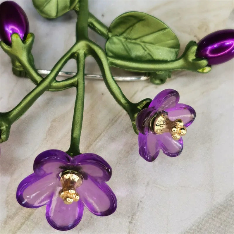 Flower Bud Branch Brooch Leaf Decor Floral Pin Retro Elegant Clothing Accessory For Coat Scarf Suit Daily Matching Jewelry Gift Oasis Select