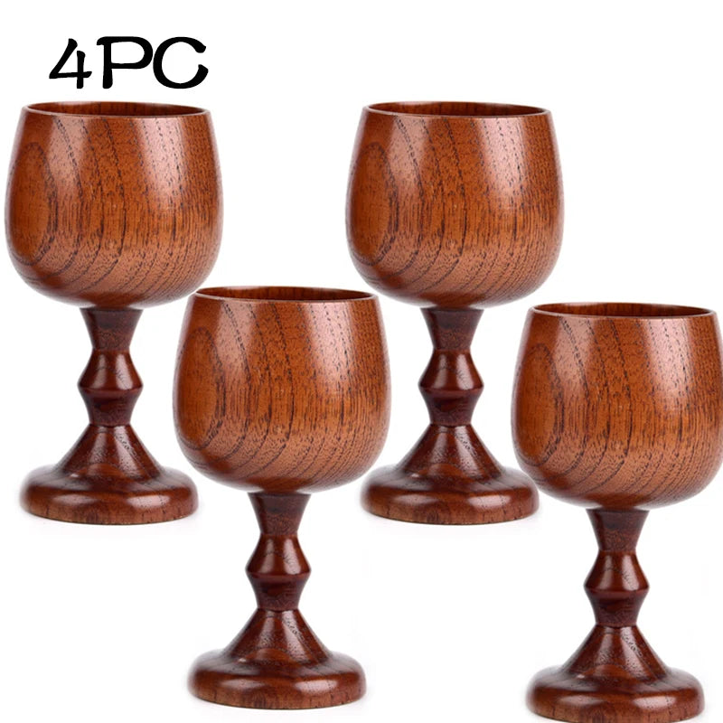 Handmade Spruce Wood Goblet Cups – Solid Wooden Wine Glasses Wooden Wine Goblet Oasis Select 4PC 101-200ml