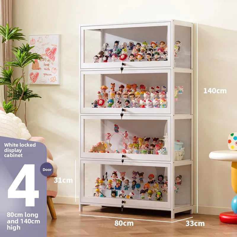 Figure Cabinet Transparent Lego Display Cabinet with Lock Household Blind Box Ornament Accessories Millet Storage Secondary Oasis Select Four doors 80 long