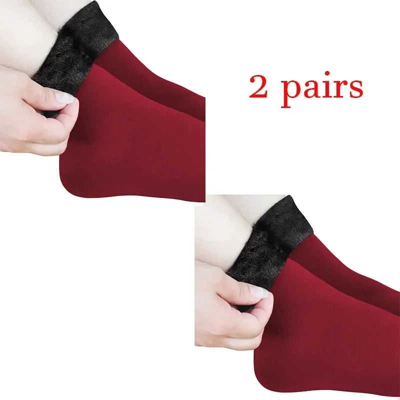 Women Winter Socks Hermal Cashmere Wool Socks Warm Thicken Thermal Snow Boots Floor Socks Oasis Select red 2