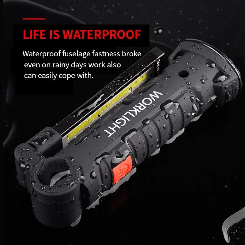 Folding LED Work Light Portable Spotlight with Magnetic Base Clip USB Charging Repair Torch Movable Work Light Flashlight Oasis Select