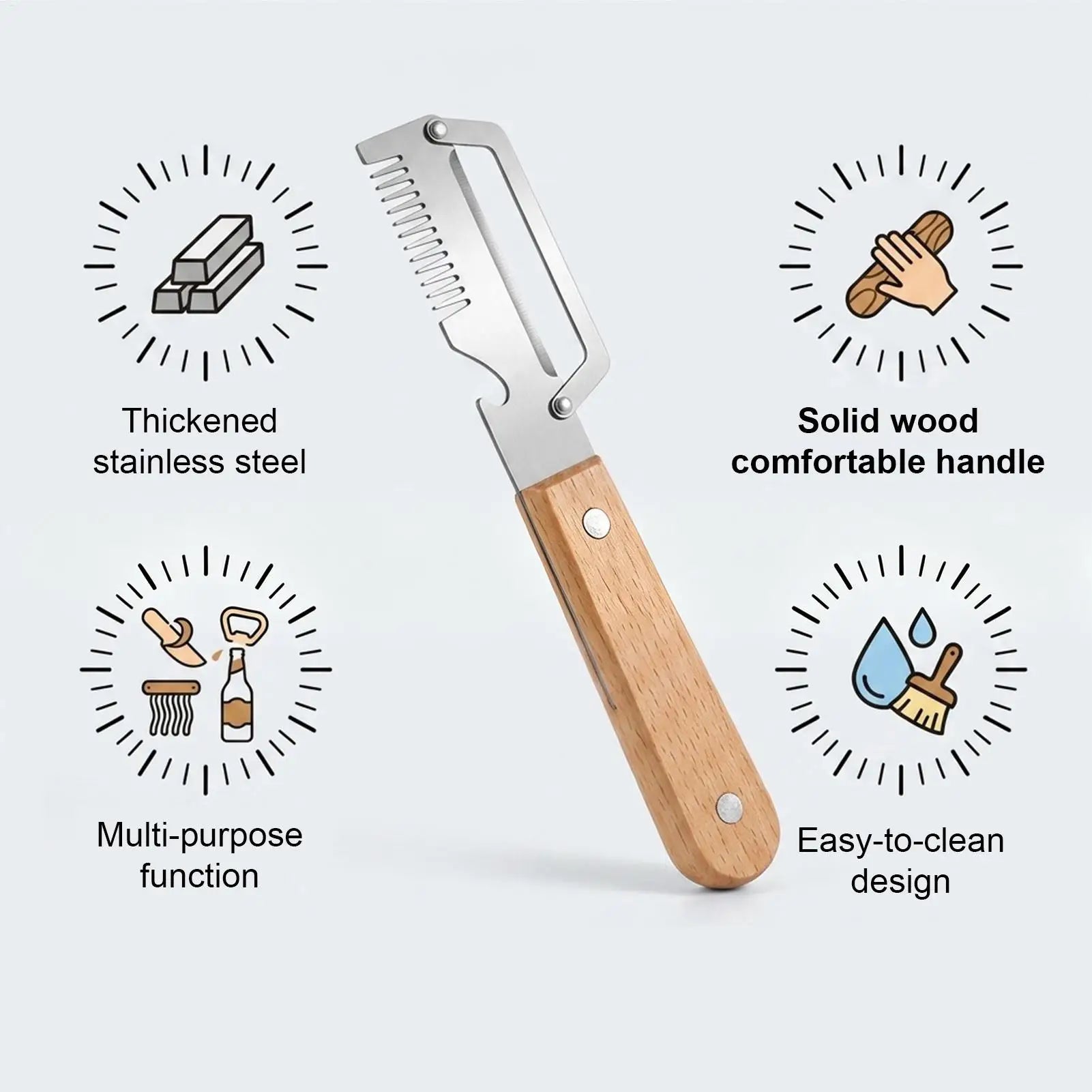Vegetable Peelers 2Pcs Stainless steel peeler with wooden handle for peeling and slicing fruits and vegetables Peeler tools