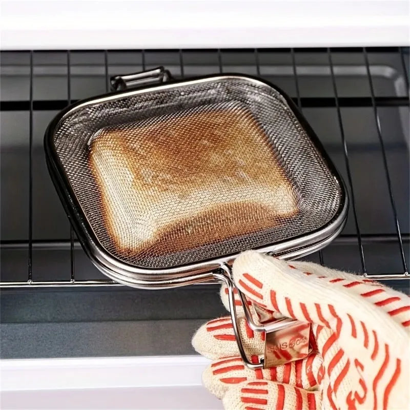 1pc Stainless Steel Sandwich Toaster Grill Pan Sandwich Clip Bread Heating Oven Accessories Baking Tool Non Stick Cooking Grid Oasis Select