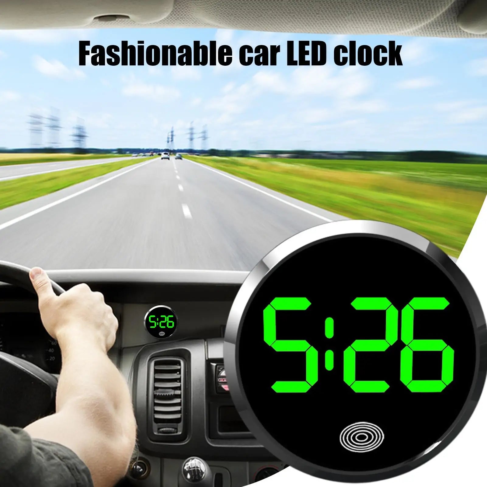 Car Clock Mini Clock Digital Touch-Control Light Watch with LED Display Vehicle Dashboard Decoration Clock Ornaments Accessories Oasis Select