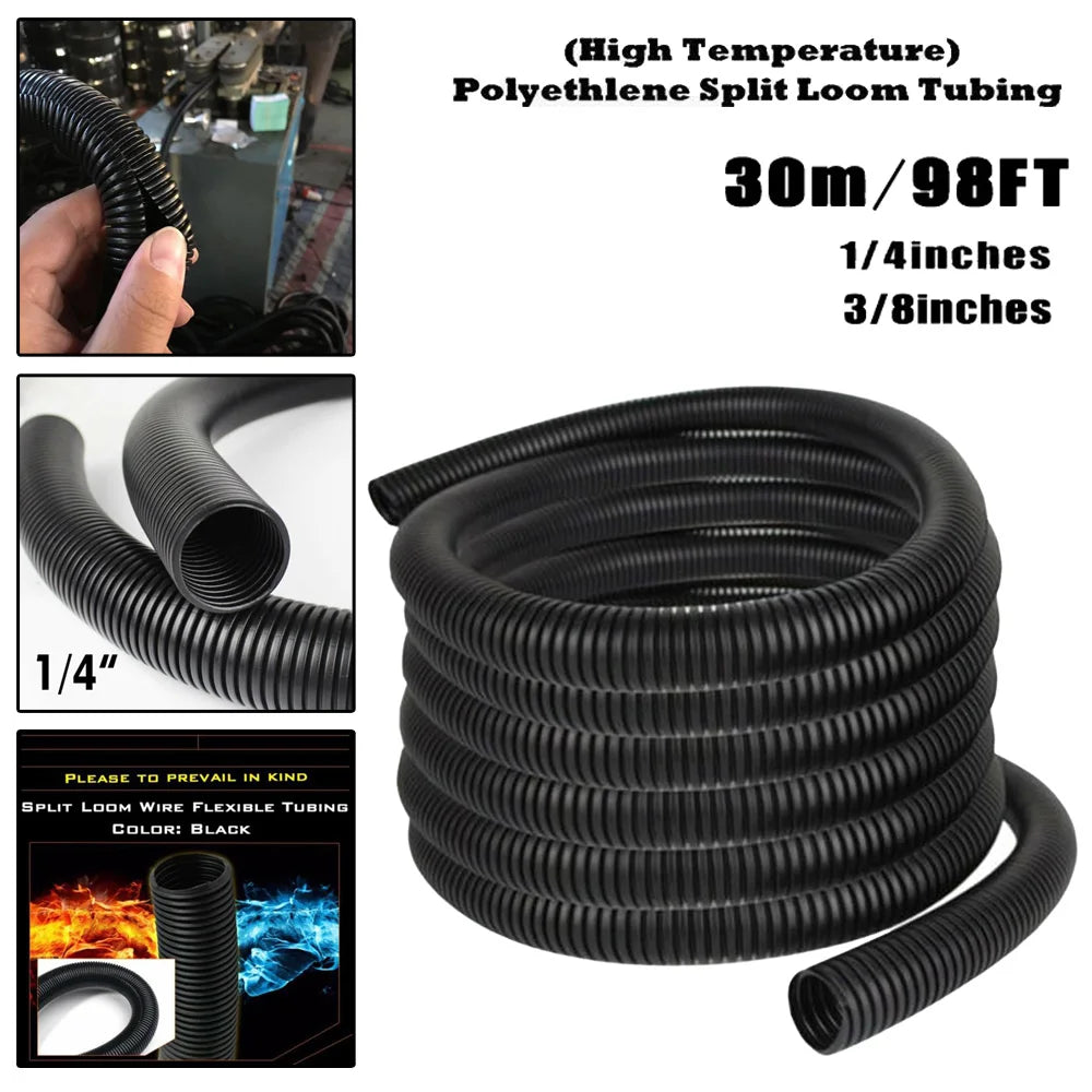 1/4" 3/8" Corrugated Pipe PP Insulated Threading Hose Plastic Corrugated Pipe Protective Sleeve 30m Cable Protector Oasis Select