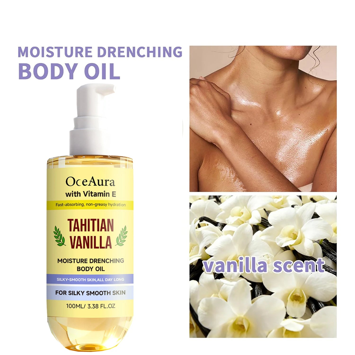 Tahitian Vanilla Body Oil 100ml – Vitamin E Moisturizer