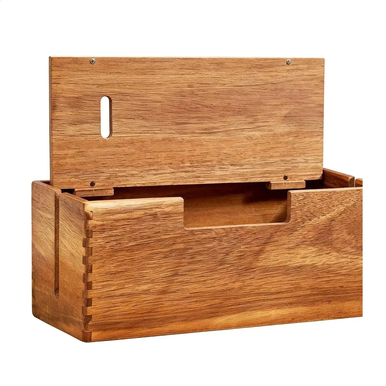 Wooden Cable Storage Box – Cord & Charger Organizer