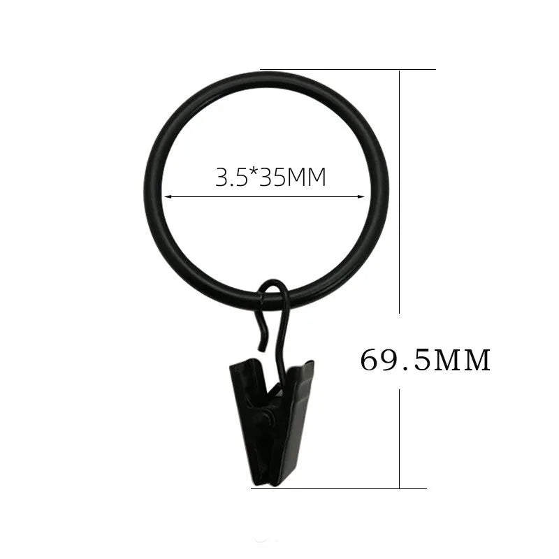 10PCS Curtain Hooks Hanging Clips Metal Clip Rustproof Curtain Rods Hangers Split Curtain Rings Buckles Eyelets Grommet Hook Oasis Select black 35mm