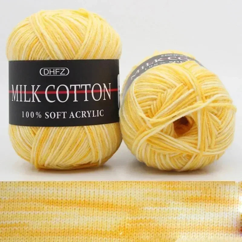3 Strand Gradient Dyed Milk Cotton Yarn Soft Knitting Material Balls For Handmade Sweater Crochet And DIY Woven Craft Projects Oasis Select Yellow