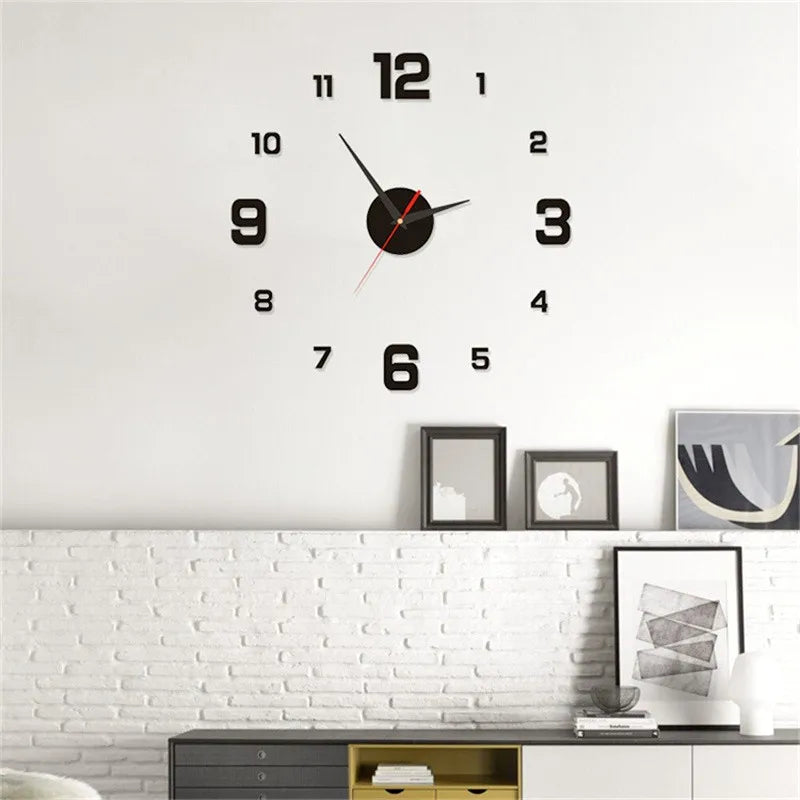 Wall Clock Glow at Night Frameless DIY Stereo Digital Clock for Home Living Room Office Wall Decroation 2024 Oasis Select Black 40cm