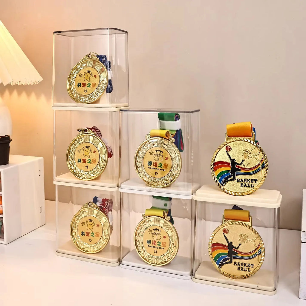 1pc transparent stackable acrylic medal display and storage box stackable certificate and trophy storage rack display box Oasis Select