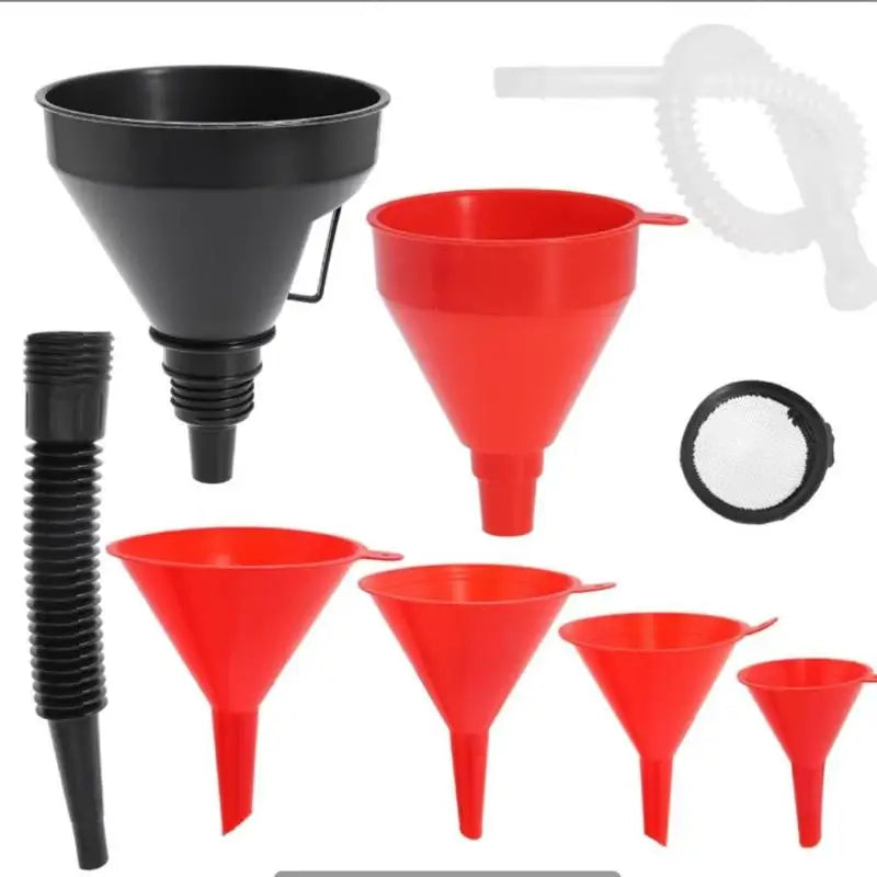 1 Set Plastic Oil Funnel Right Angled Funnel Car Motorcycle Multi Caliber Refueling Funnel Kit Detachable Nozzle And Filter Oasis Select A5