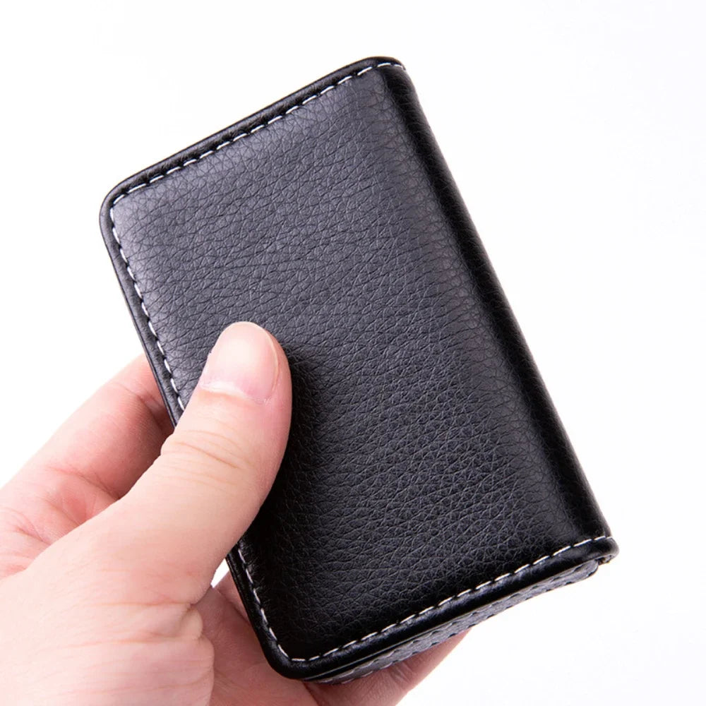 Sized Stitched PU Leather Credit Card Holder Visiting Business Card Case Wallet with Magnetic Shut for Men & Women Oasis Select